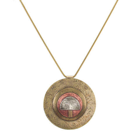 Tri-Metal Pendant Long Marjorie Baer Vintage Necklace