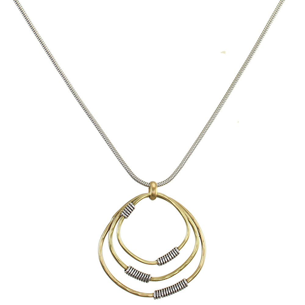 Triple Wire Wrapped Rings Necklace