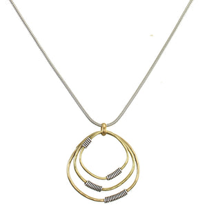 Triple Wire Wrapped Rings Necklace