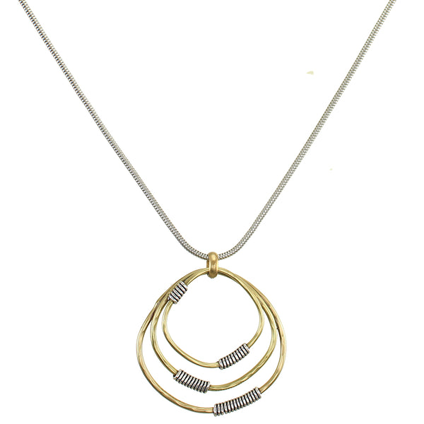 Triple Wire Wrapped Rings Necklace