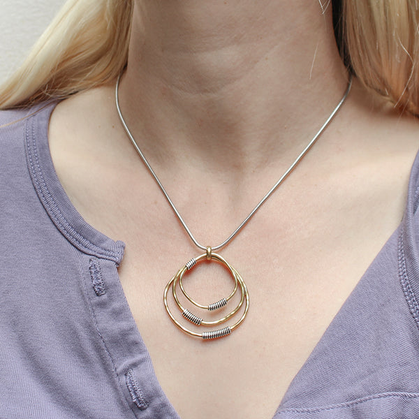 Triple Wire Wrapped Rings Necklace