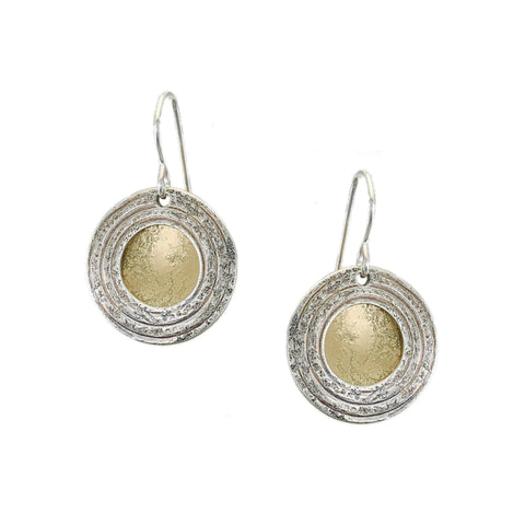 Small Disc with Patterned Ring Wire Earring