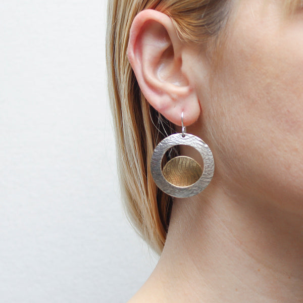 Patterned Ring with Patterned Disc Wire Earring