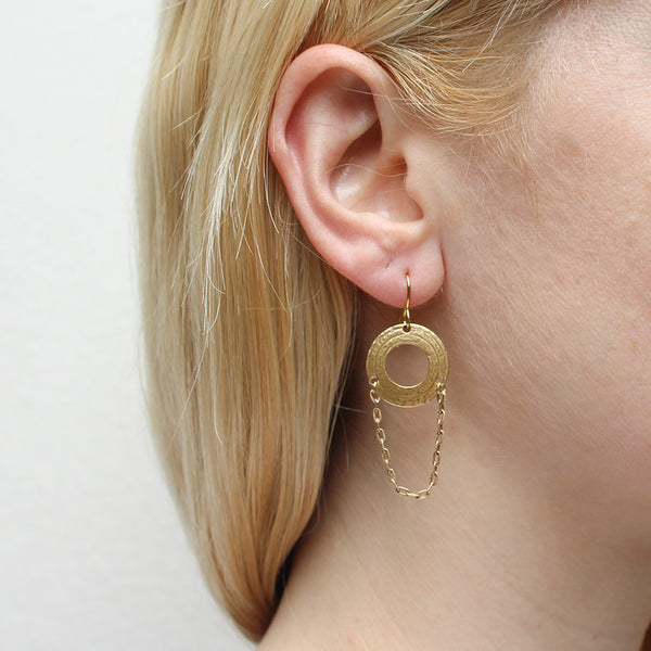 Small Cutout Disc with Chain Wire Earring