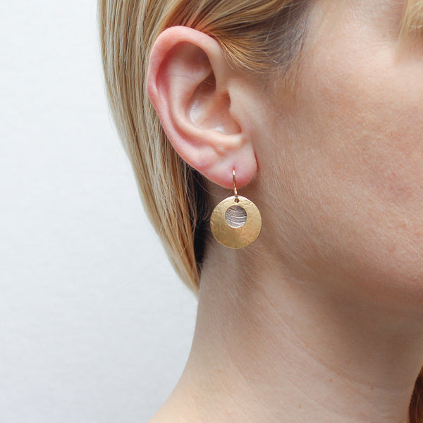 Small Cutout Disc with Patterned Disc Wire Earring