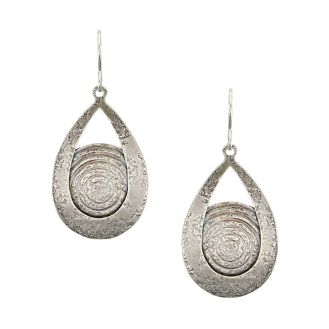 Cutout Teardrop with Patterned Disc Wire Earring