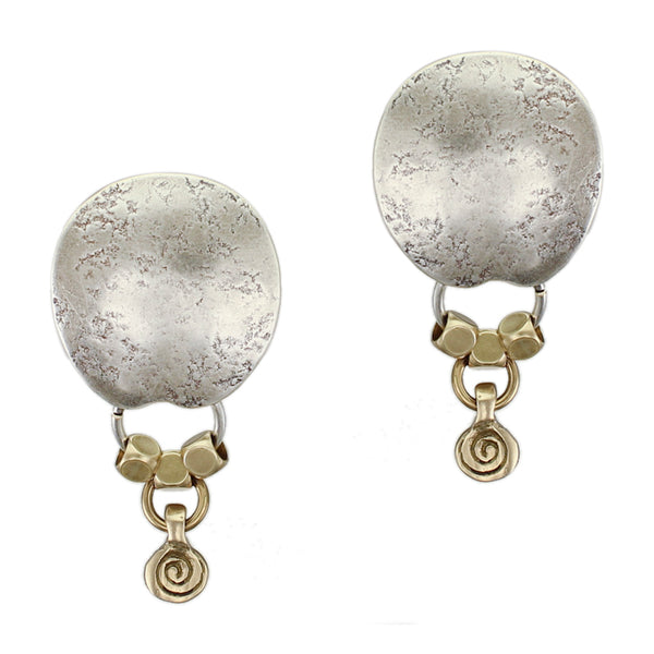 Domed Oval with Ring and Beads Post or Clip Earring