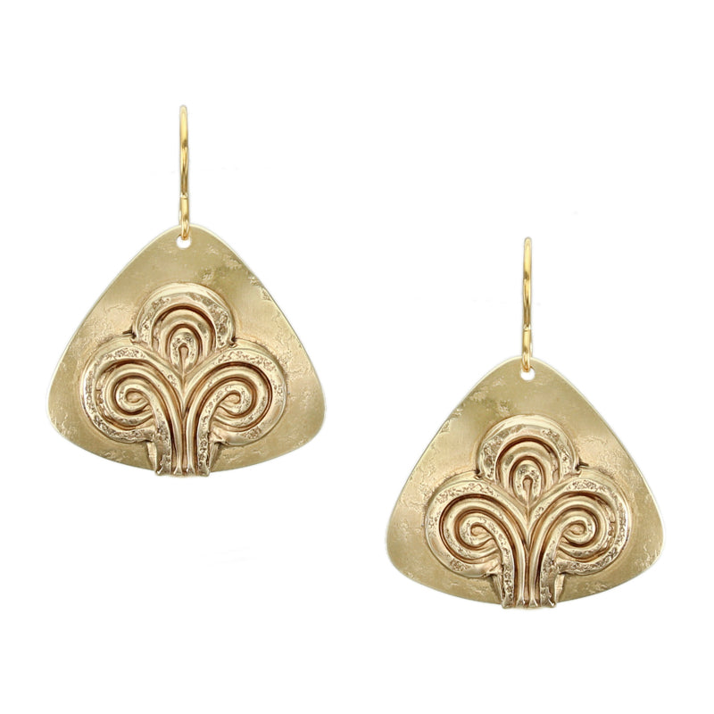 Rounded Triangle with Swirling Abstract Tree Wire Earring