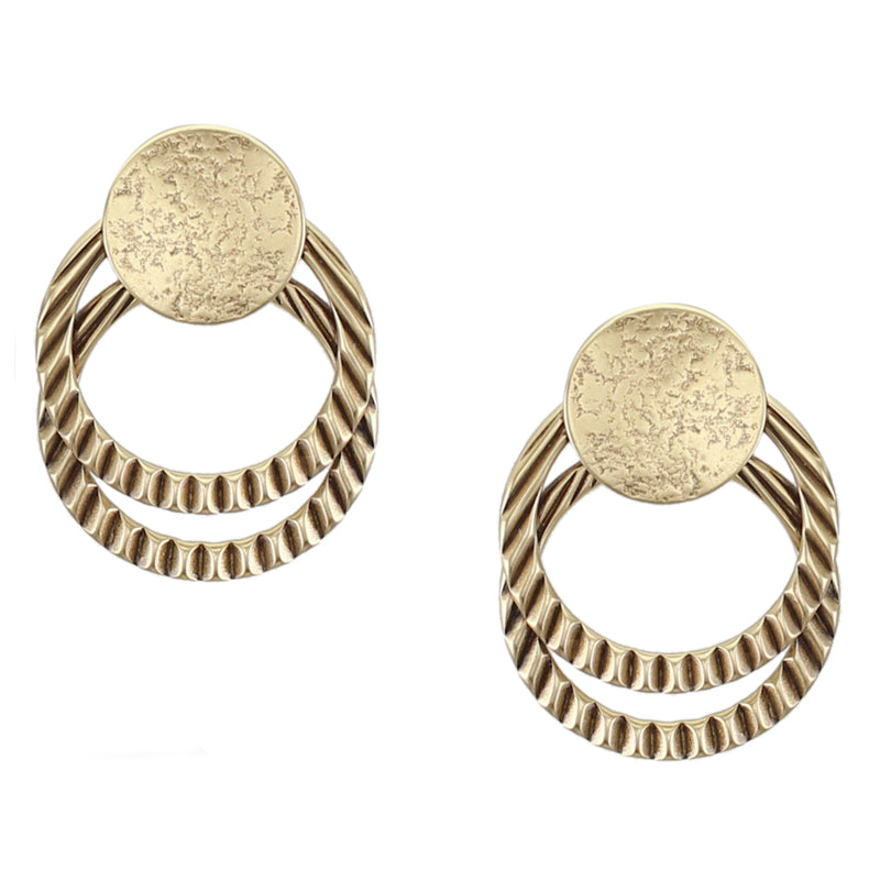 Disc with Textured Rings Post Earring