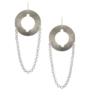Large Cutout Disc with Chain Wire Earring