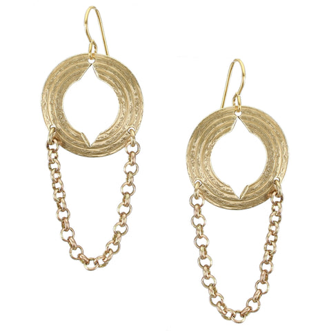 Cutout Disc with Chain Wire Earring