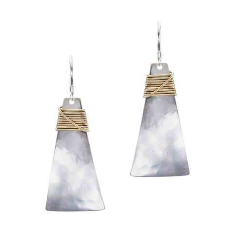 Long Trapezoid with Crossed Wire Wrap Wire Earring