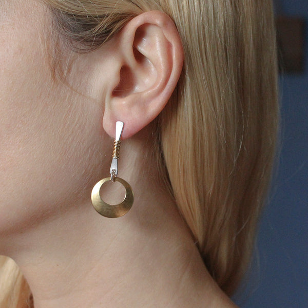 Wire Wrapped Rod with Cutout Disc Post Earring