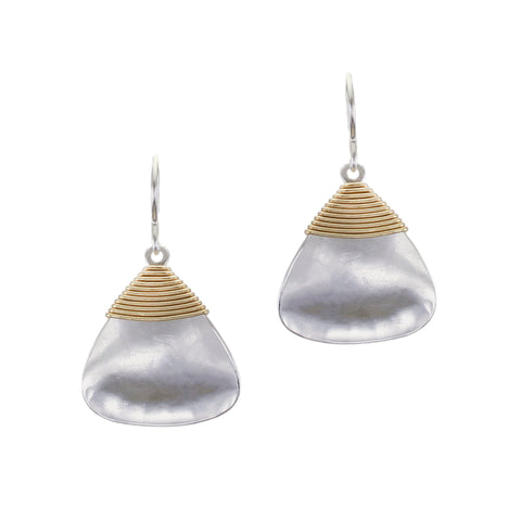 Hammered Rounded Triangle with Wire Wrapping Wire Earring