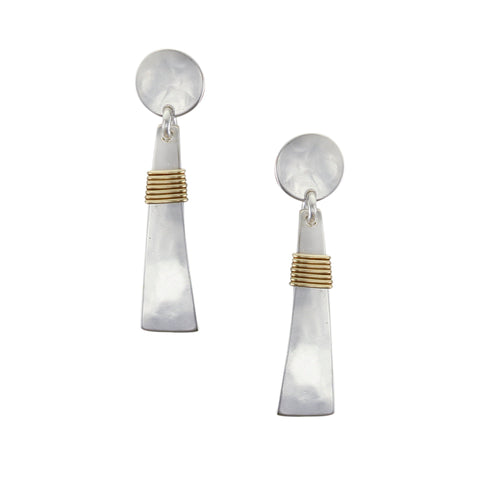 Small Disc with Wire Wrapped Triangle Post Earring