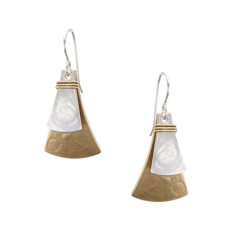 Hammered Trapezoid with Wire Wrapped Trapezoid Wire Earring