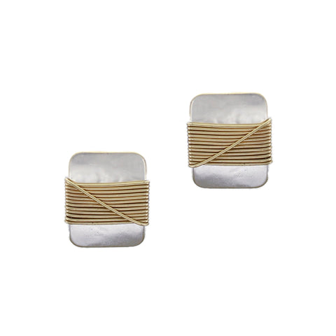 Rounded Rectangle with Crossed Wire Wrapping Post or Clip Earring