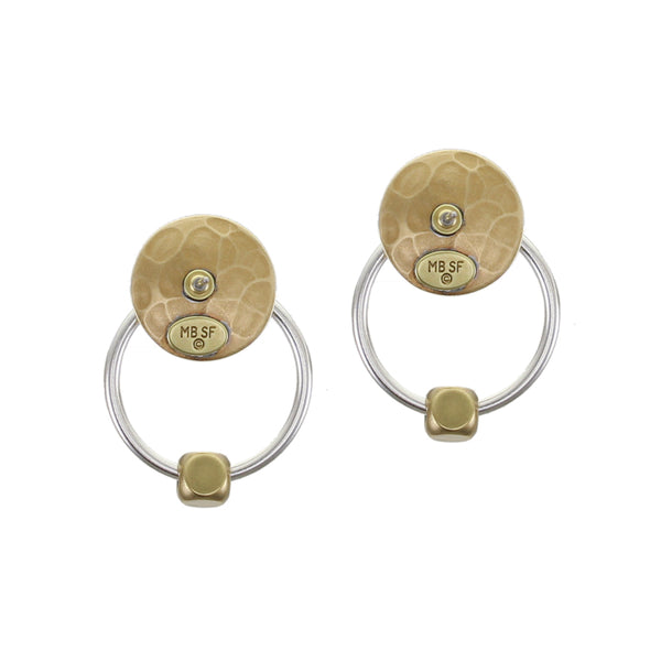 Small Dished Disc with Beads and Ring Post Earring