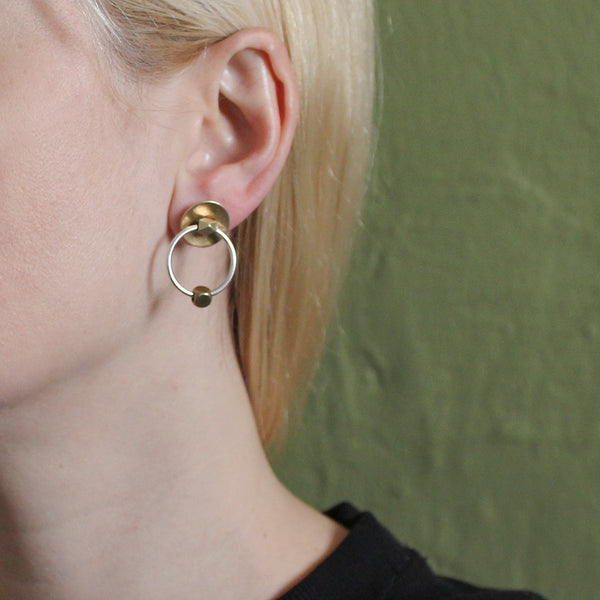 Small Dished Disc with Beads and Ring Post Earring