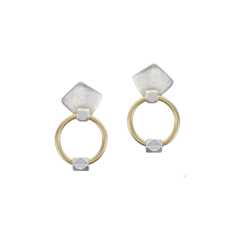 Diamond with Beads and Ring Post Earring
