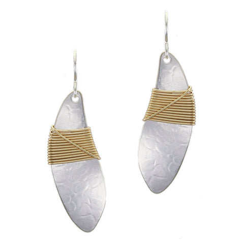 Medium Leaf with Crossed Wire Wrapping Wire Earring