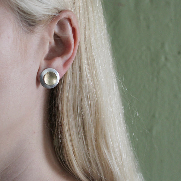 Domed Disc with Dished Disc Post Earring