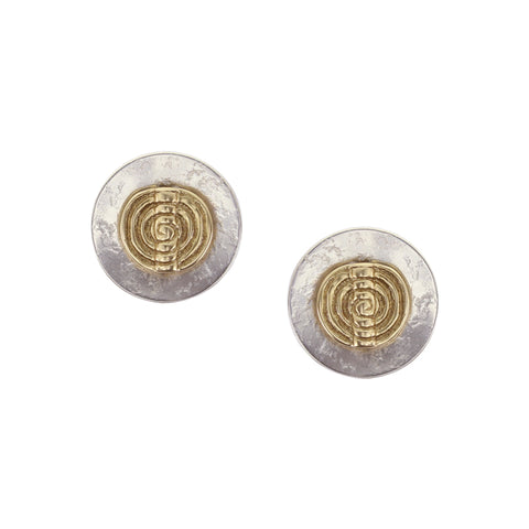 Disc with Spiral Patterned Bead Post or Clip Earring
