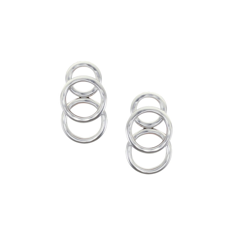 Overlapping Hammered Rings Post Earring
