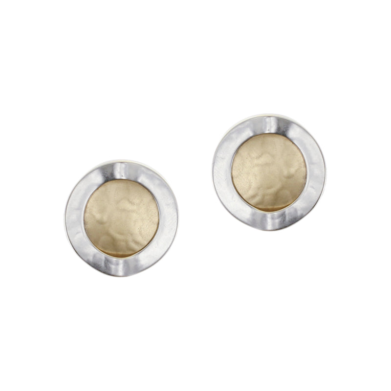 Folded Ring with Disc Post or Clip Earring