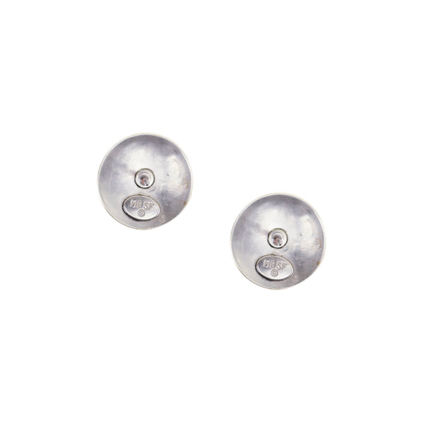 Domed Disc with Stacked Rounded Squares Post Earring