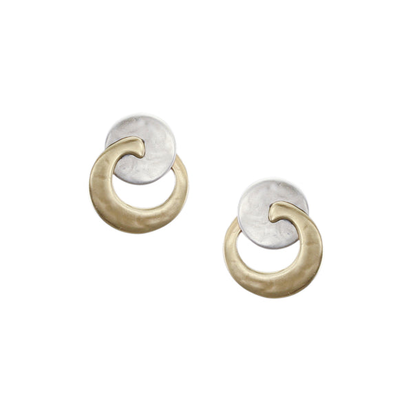 Small Disc with Overlapping Crescent Post Earring