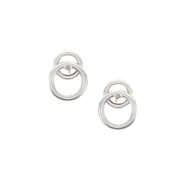 Two Overlapping Hammered Rings Post Earring