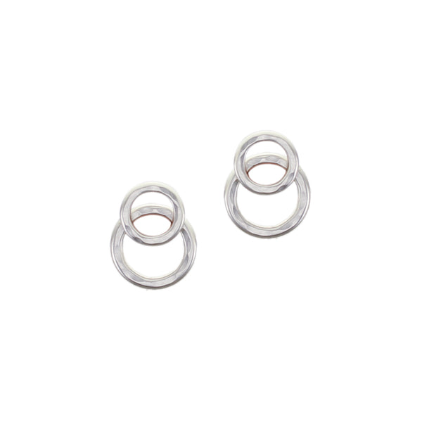 Two Overlapping Hammered Rings Post Earring