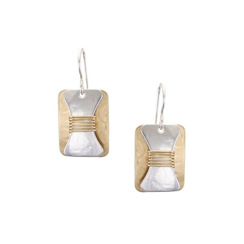 Rounded Rectangle with Wire Wrapped Hourglass Wire Earring