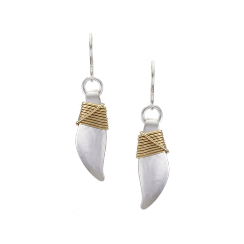 Small Leaf with Crossed Wire Wrapping Wire Earring