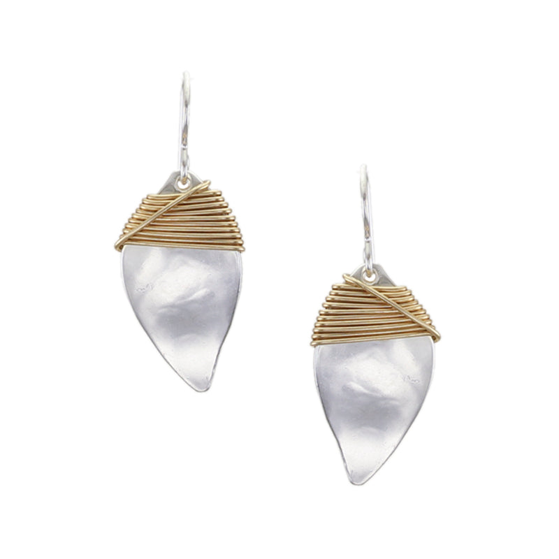 Hammered Inverted Teardrop with Crossed Wire Wrapping Wire Earring