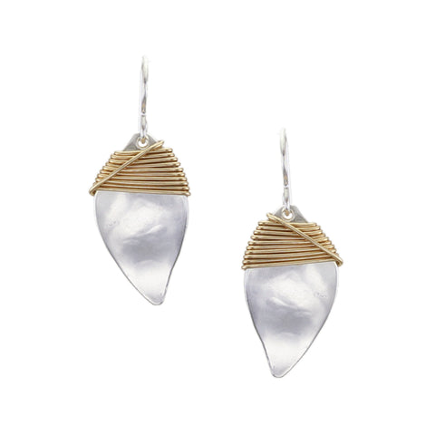 Hammered Inverted Teardrop with Crossed Wire Wrapping Wire Earring