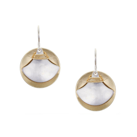 Disc with Wire Wrapped Fan Wire Earring
