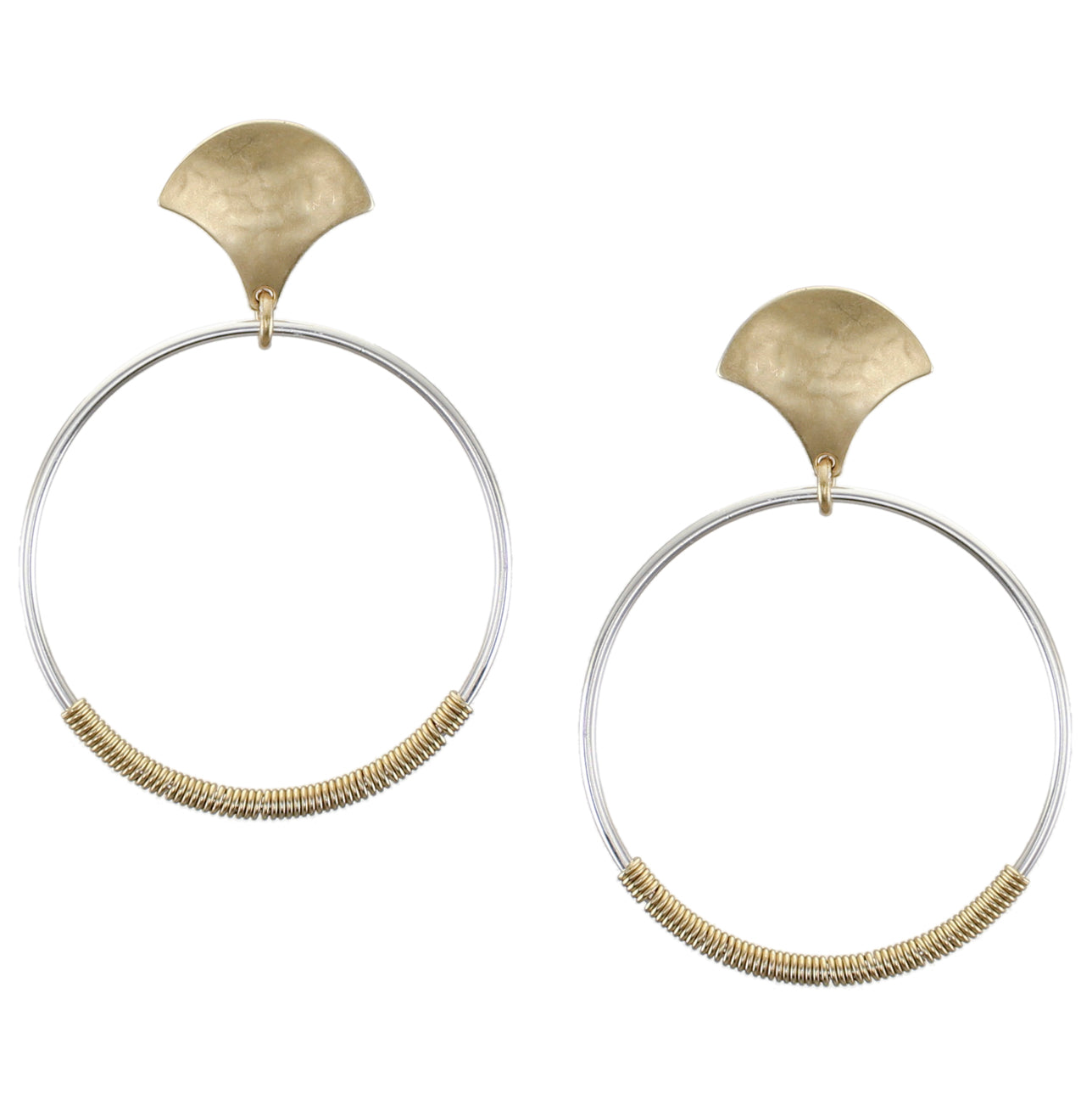 Fan with Large Wire Wrapped Ring Post or Clip Earring