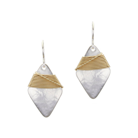 Diamond with Crossed Wire Wrapping Wire Earring