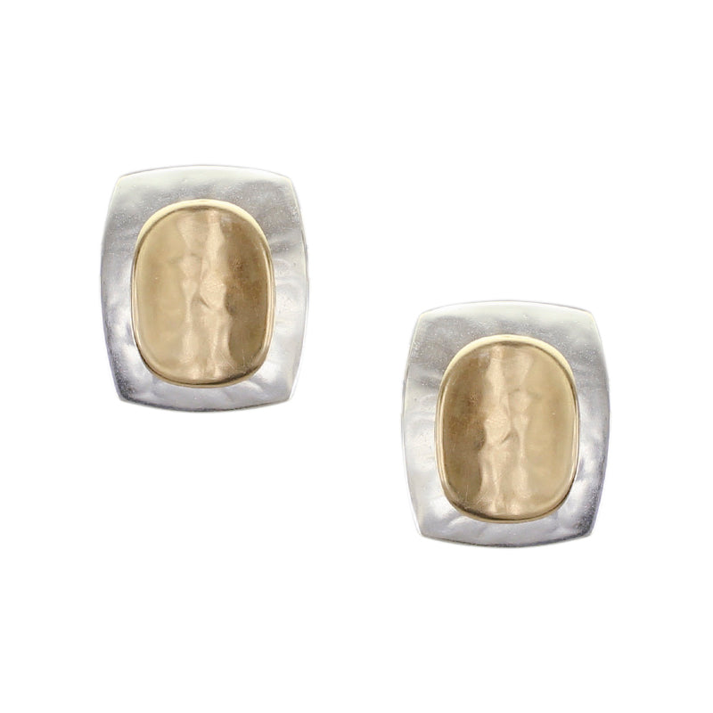 Rounded Rectangle with Concave Oval Clip or Post Earring