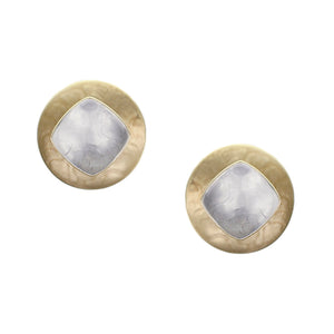 Domed Disc with Concave Diamond Clip or Post Earring