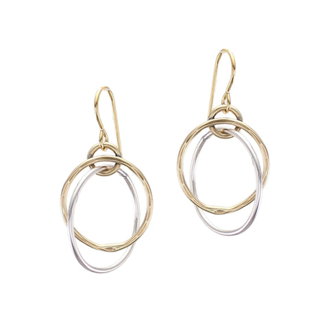 Interlocking Hammered Rings Wire Earring