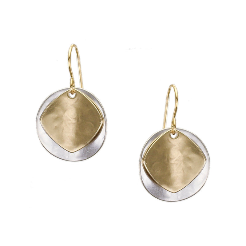 Medium Concave Disc and Diamond Wire Earring