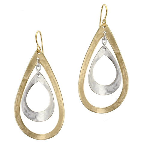 Extra Large Tiered Teardrop Hoops Wire Earring