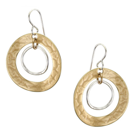 Wide Ring with Hammered Wire Hoop Wire Earring