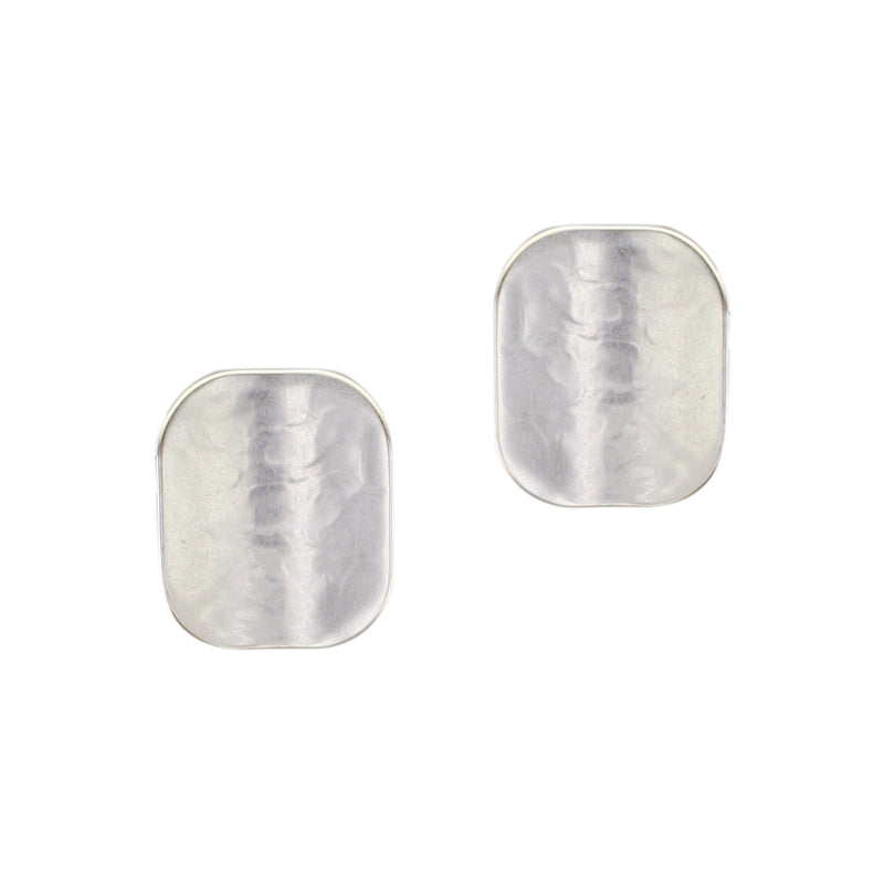 Rounded Concave Rectangle Clip or Post Earring