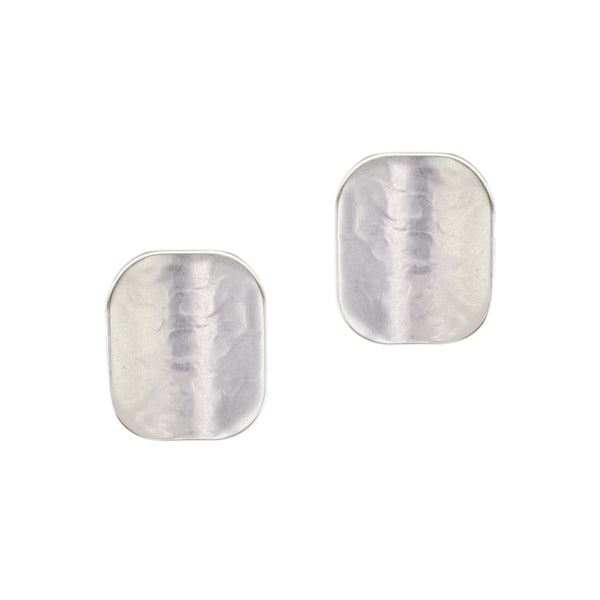 Rounded Concave Rectangle Clip or Post Earring