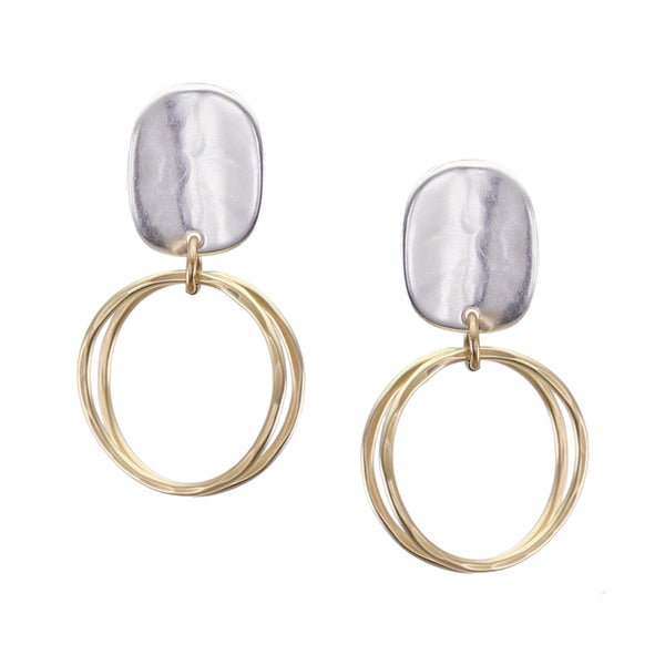 Concave Oval with Hammered Rings Clip or Post Earring