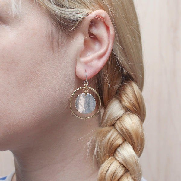 Hammered Hoop with Concave Disc Wire Earring